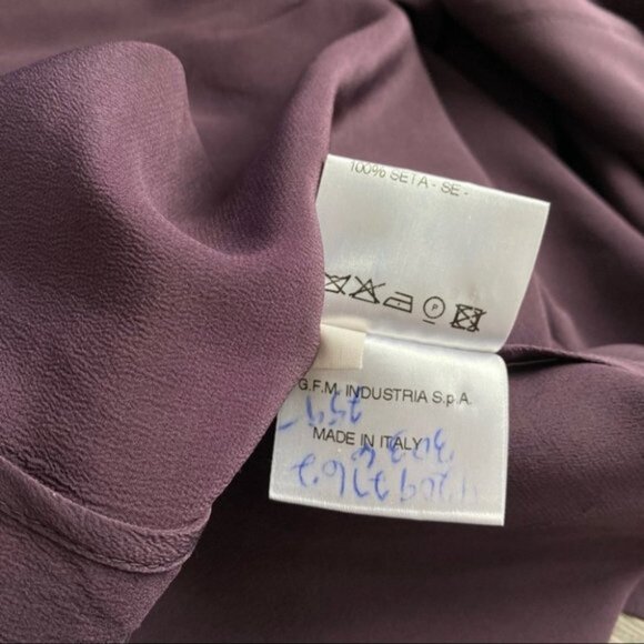 HACHE Plum Color Silk Front Button Up Smock Dress - Picture 9 of 9